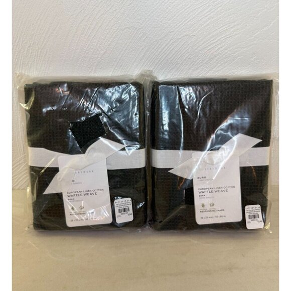 Pottery Barn 2 Pack European PINE Linen Cotton Waffle Weave Euro Sham Nature NWT - Picture 1 of 5
